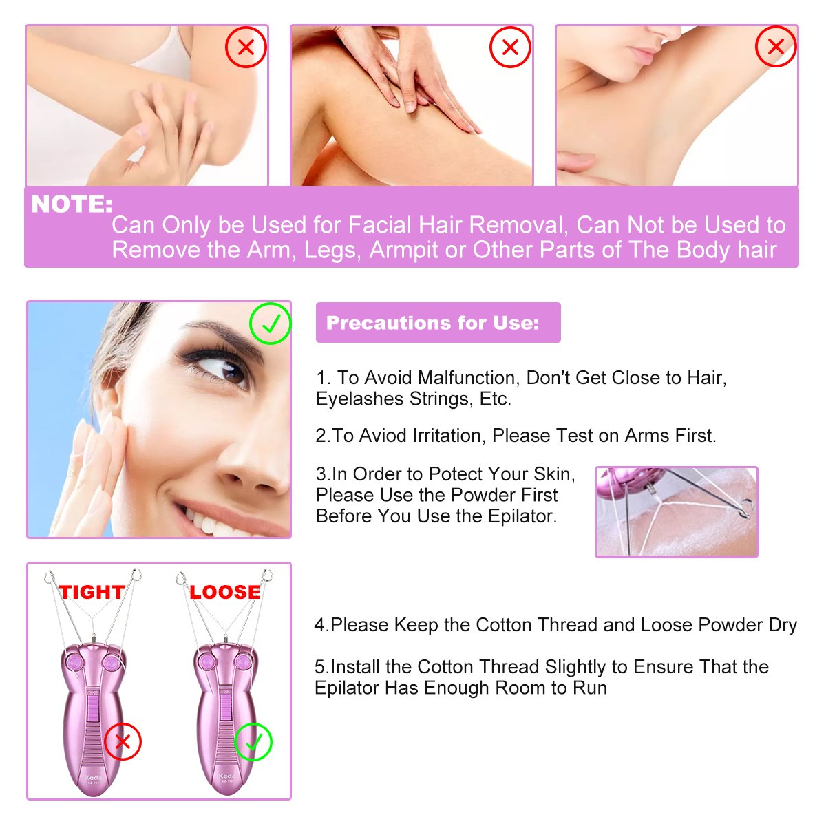 Electric Facial Hair Removal Epilator Device