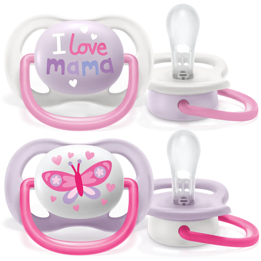 avent 2 ultra air soother i love mama -0-6m girl 080/02