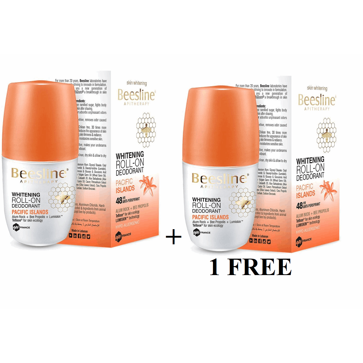 Beesline Whitening Deodorant Roll-On  - Pacific Island Buy 1 Get1  For Free - Medaid - Lebanon