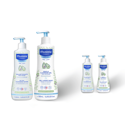 Mustela Bundle Cleansing Gel + Cleansing Water 300ml  +2 Minis For FREE