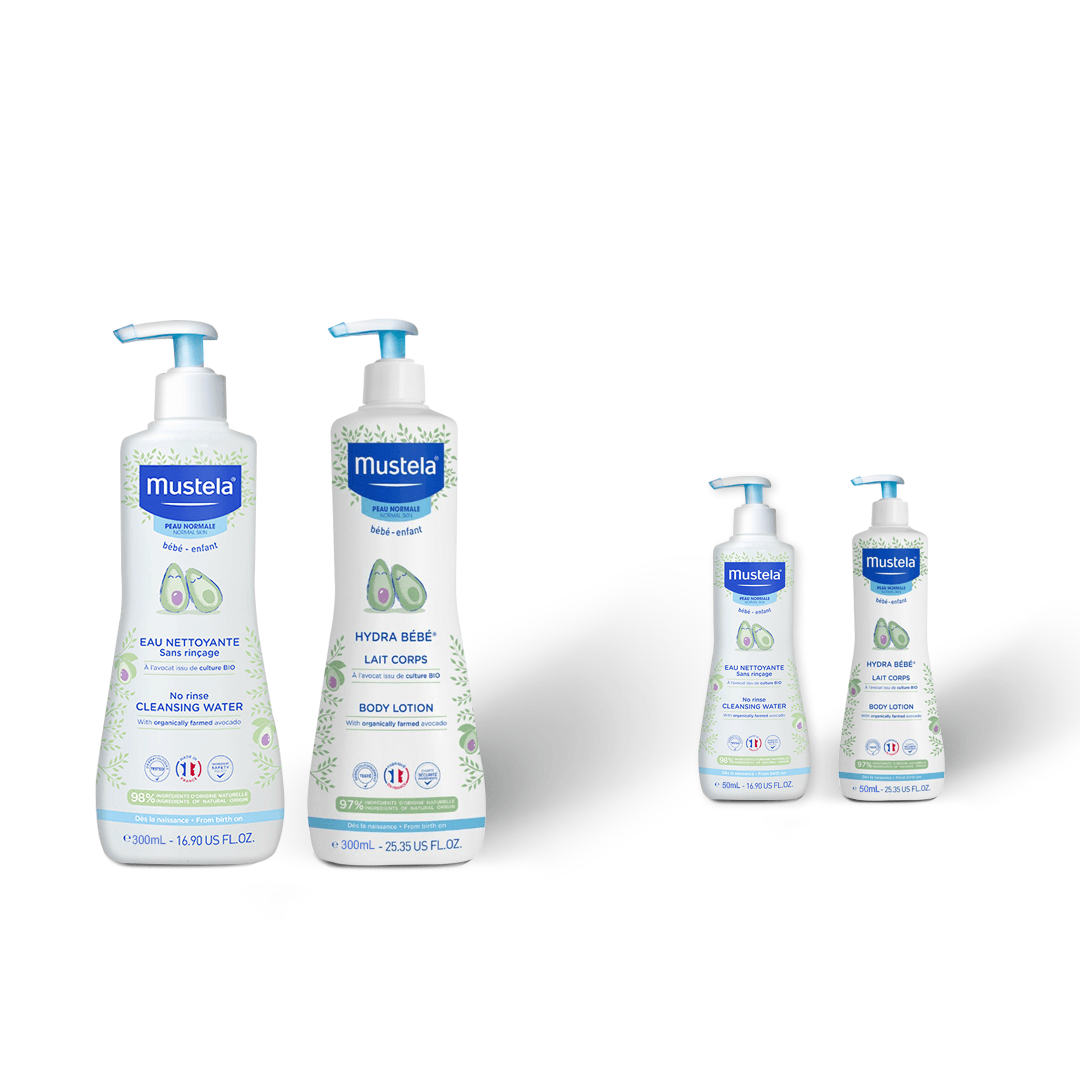 Mustela Bundle Hydra Bebe Body Lotion + Cleansing Water + 2 Minis For FREE