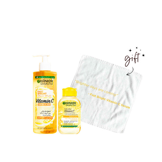 Garnier Fast Bright Face Wash Bundle + Free Towel - Medaid - Lebanon