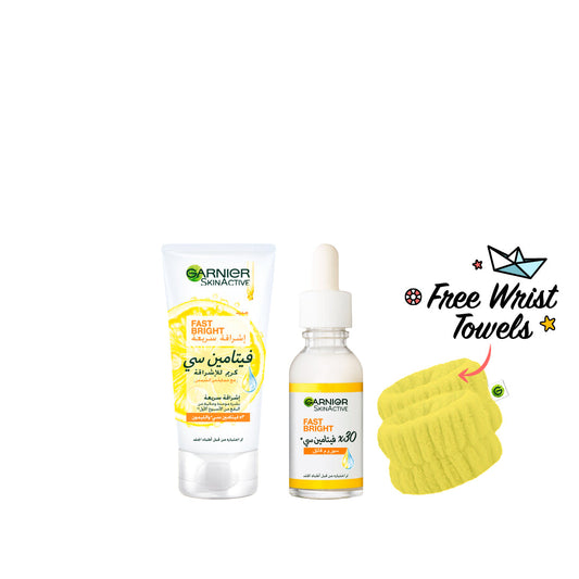 15% OFF Fast Bright Day Cream 50ML + Fast Bright Vitamin C Booster Serum 30ml + FREE Yellow Wrist Towels - Medaid