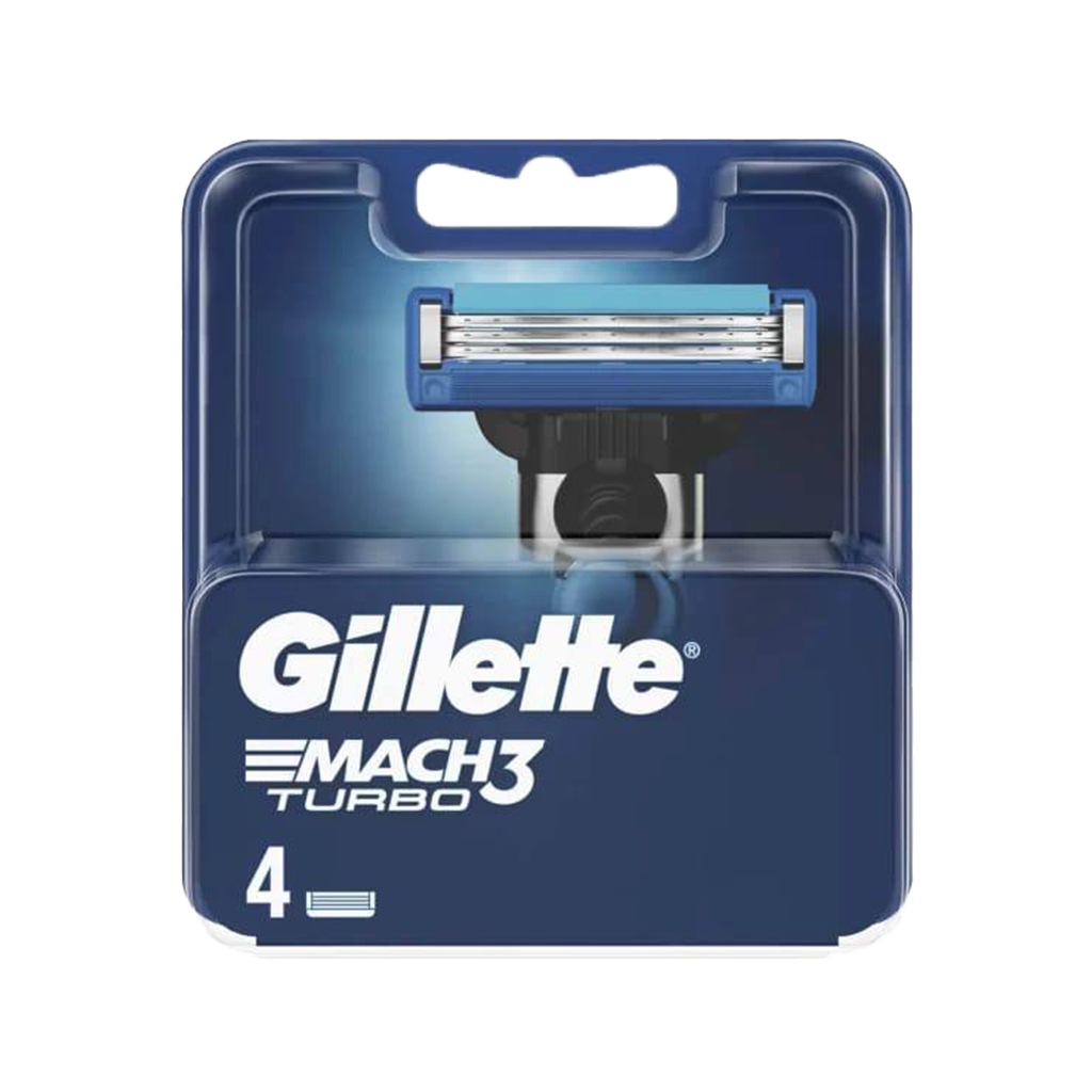 Gillette Mach 3 Turbo 3D Extra Replacement Blade - 4Pcs - Medaid