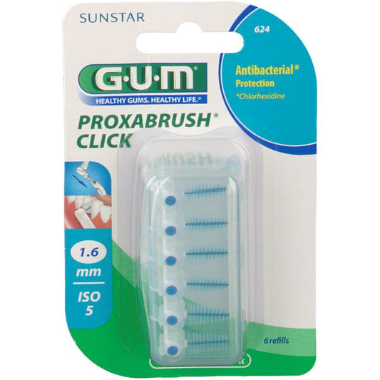 GUM Proxabrush click 1.6mm antibacterial 6 refills - Medaid International