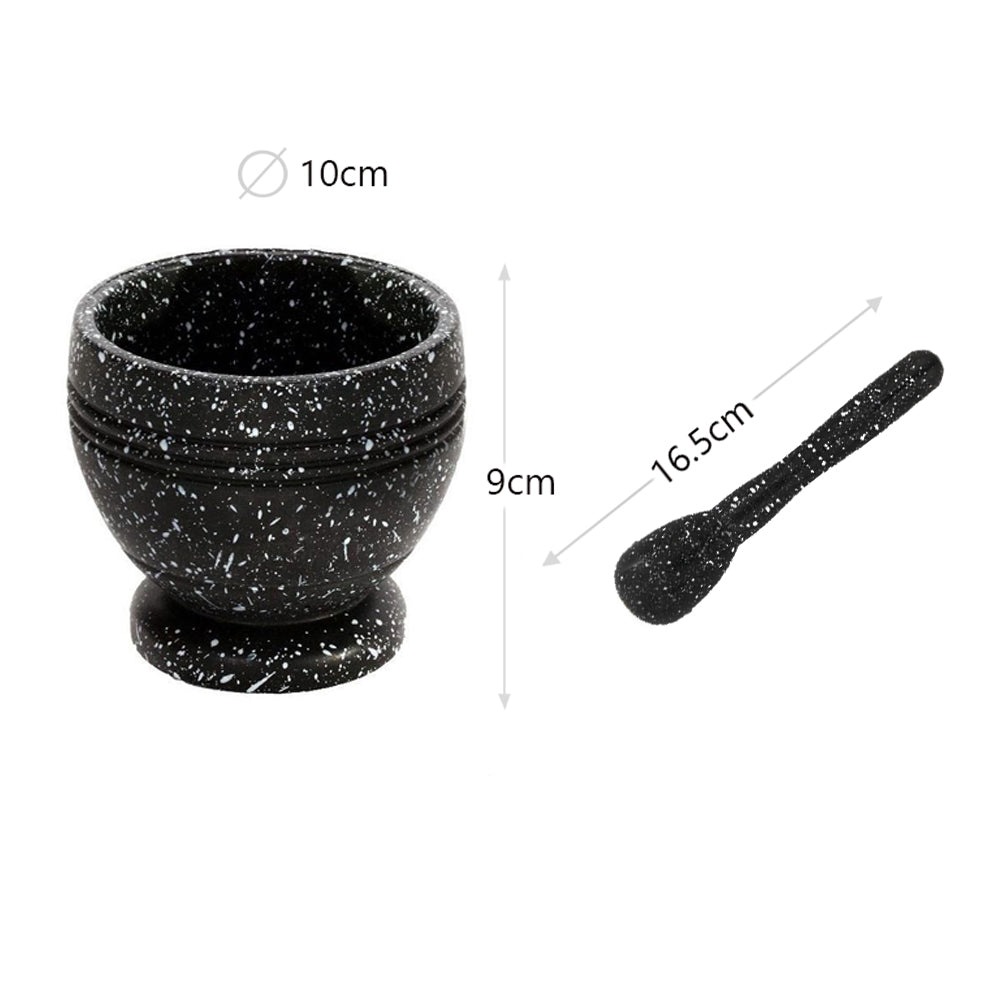 Hand Mortar and Pestle Set, Solid Grinder Bowl Holder with White Dots for Herbs, Spices, Garlic, Medicine - Medaid