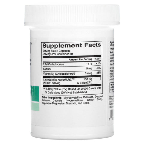 HealthyBiom, Lactobacillus Reuteri LRC with Vitamin D, 5 Billion CFUs, 60 Veggie Capsules - Medaid International