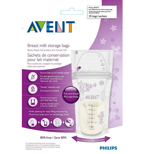 avent 603/25 breast milk storage bags 180ml
