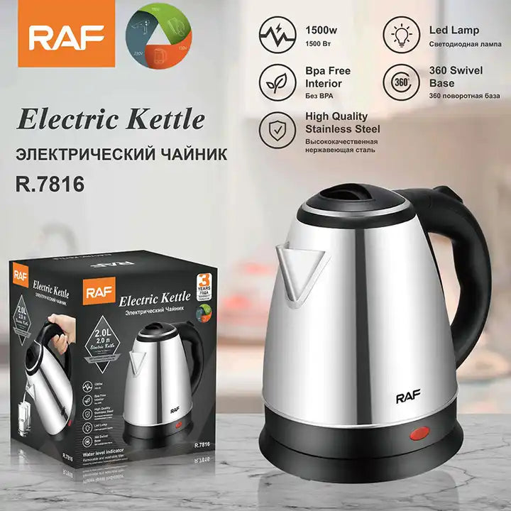 Raf Electric Kettle Water Warmer 2L Stainless Steel R7816 - Medaid International