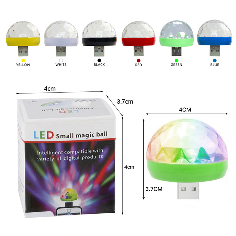 Car LED Light Small Magic Ball Lamp Crystal RGB LED 4W Sound Control Disco Party Music for Android - Medaid International