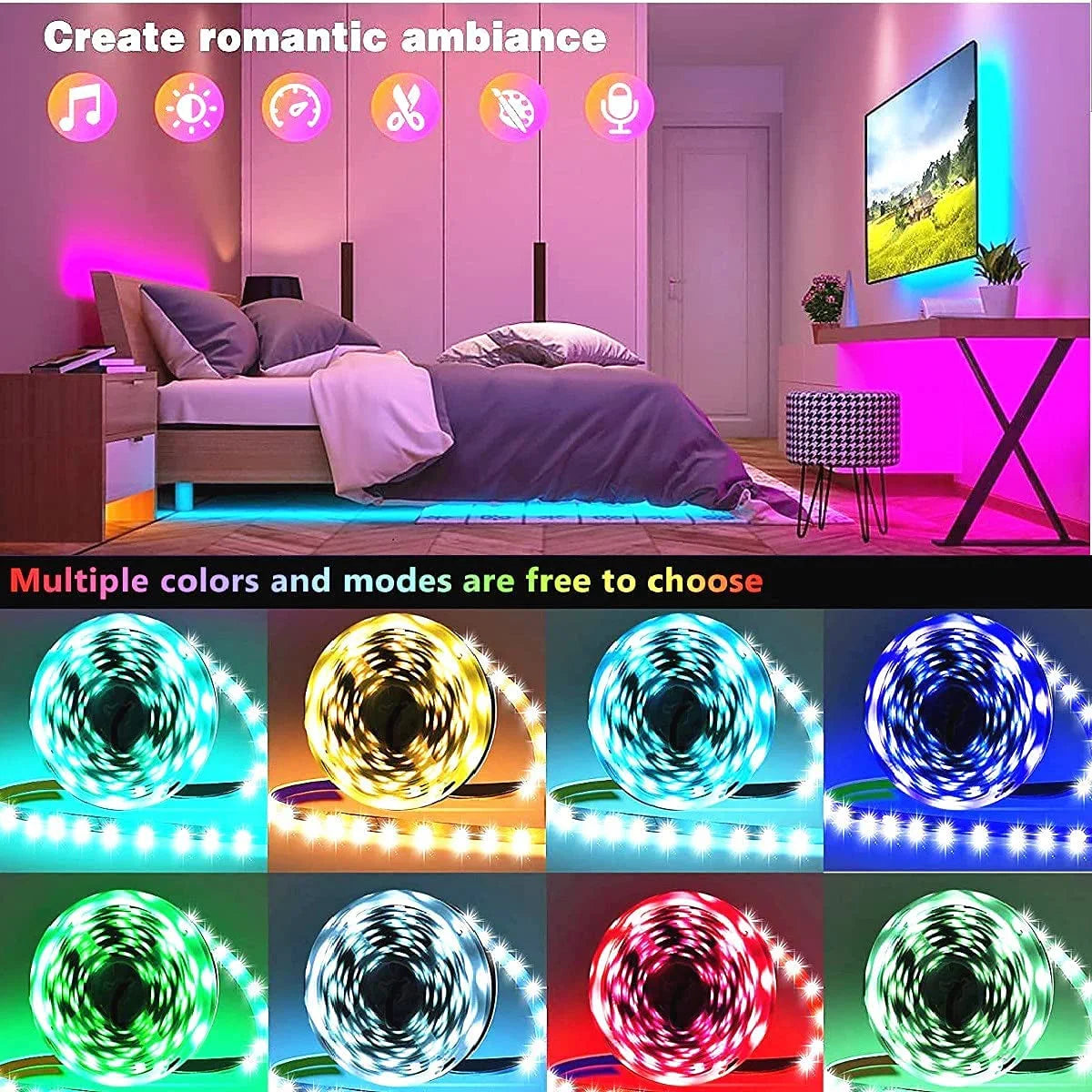 RGB Led Light 5 Meter Waterproof Phone App Bluetooth + Remote Controller - Medaid International