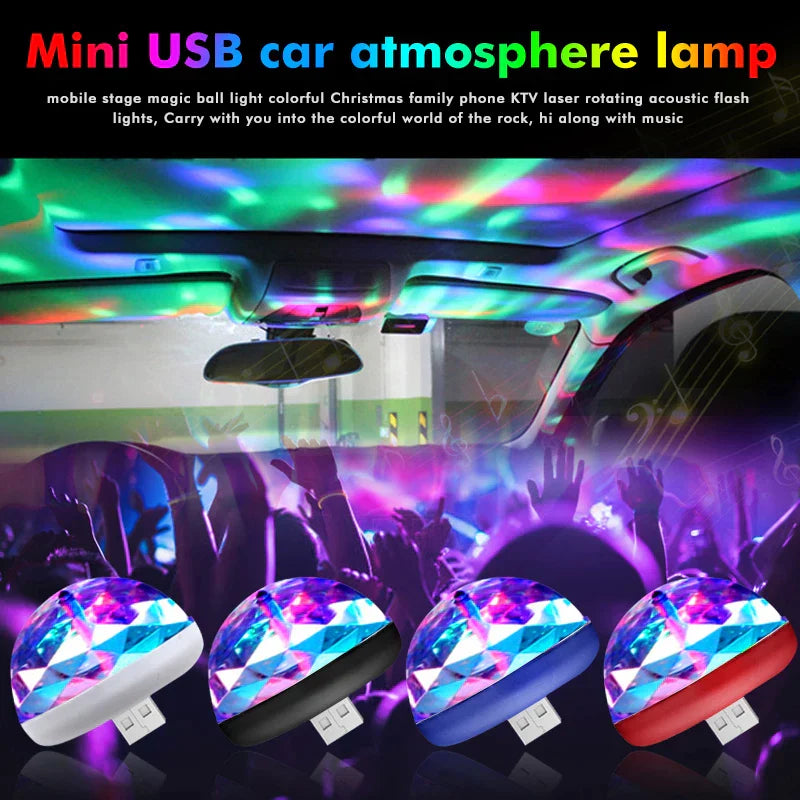 Car LED Light Small Magic Ball Lamp Crystal RGB LED 4W Sound Control Disco Party Music for Android - Medaid International