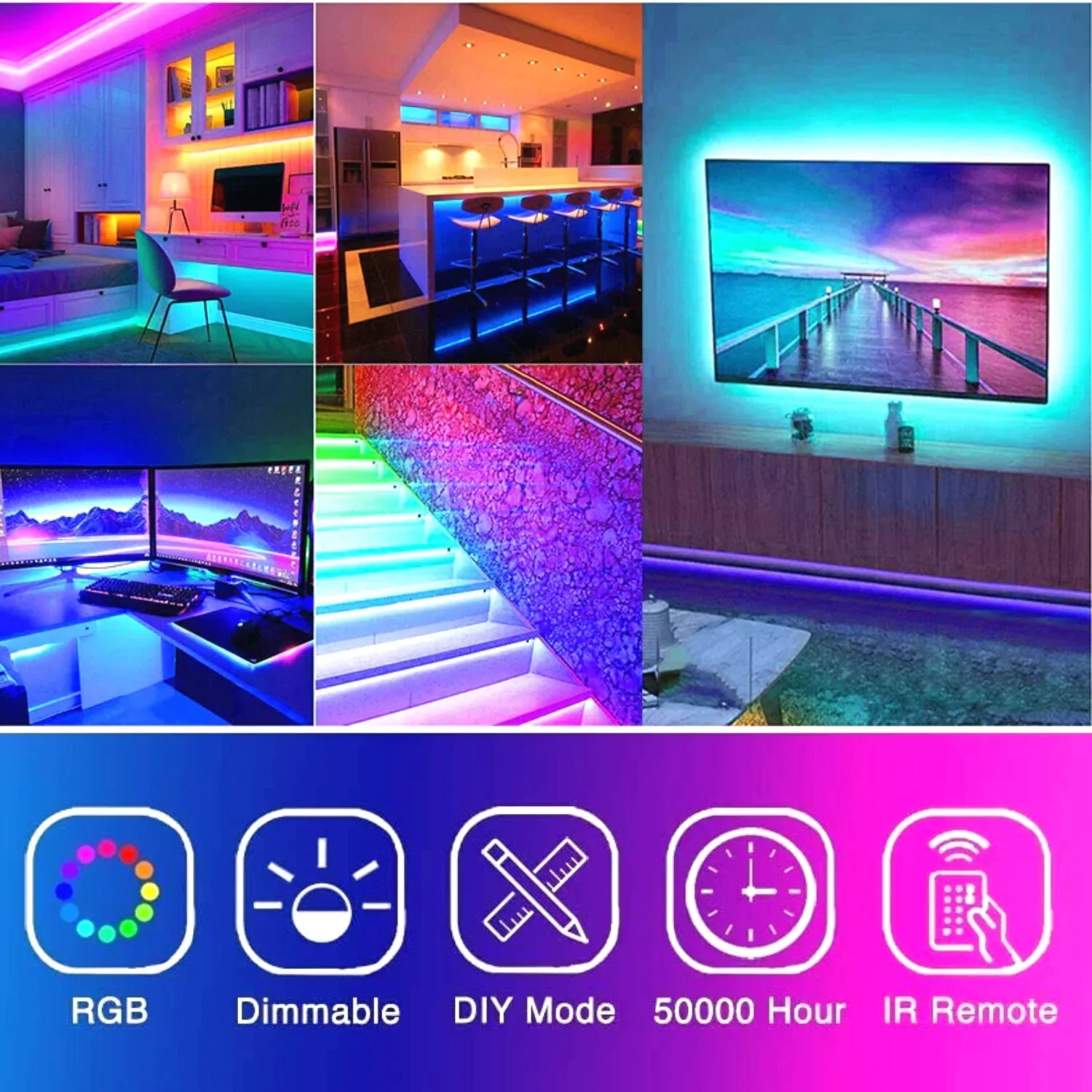 RGB Led Light 5 Meter Waterproof Phone App Bluetooth + Remote Controller - Medaid International