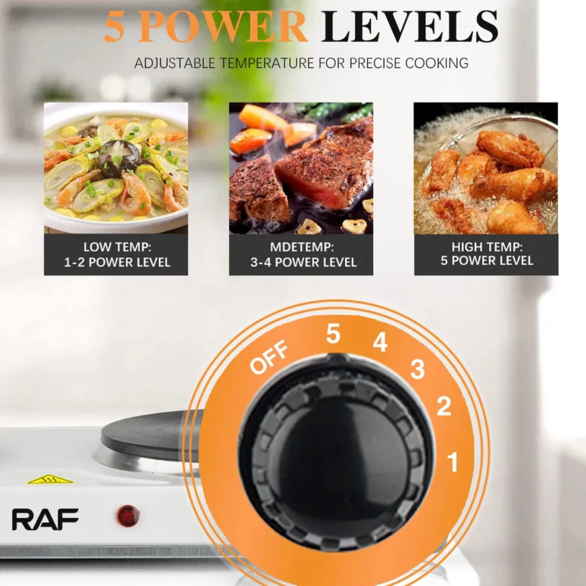 Raf Non-stick Double Hot Plate Electric Stove Cooker R8020 - Medaid International