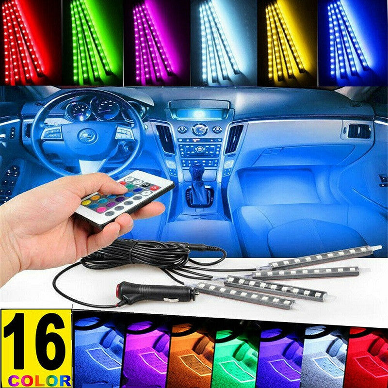 Car Rgb 4 Pcs Waterproof Led Light Strip Remote Or Bluetooth Control - Medaid International