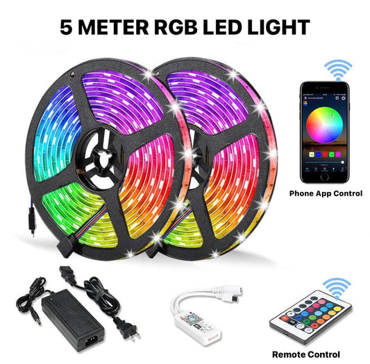 RGB Led Light 5 Meter Waterproof Phone App Bluetooth + Remote Controller - Medaid International