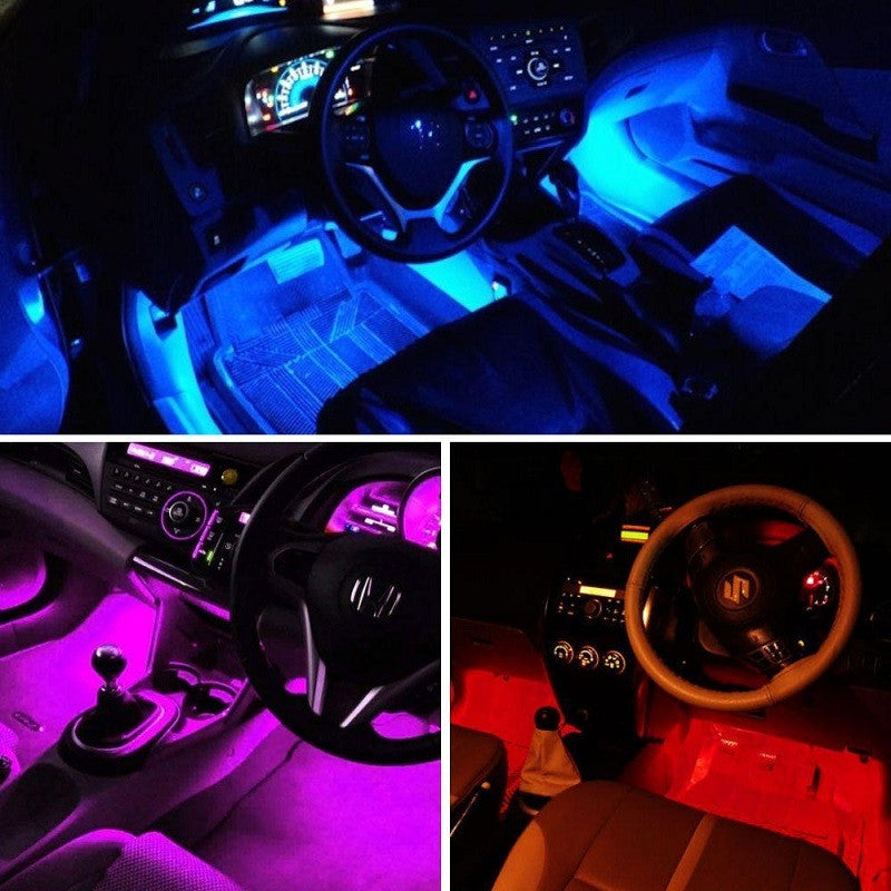 Car Rgb 4 Pcs Waterproof Led Light Strip Remote Or Bluetooth Control - Medaid International