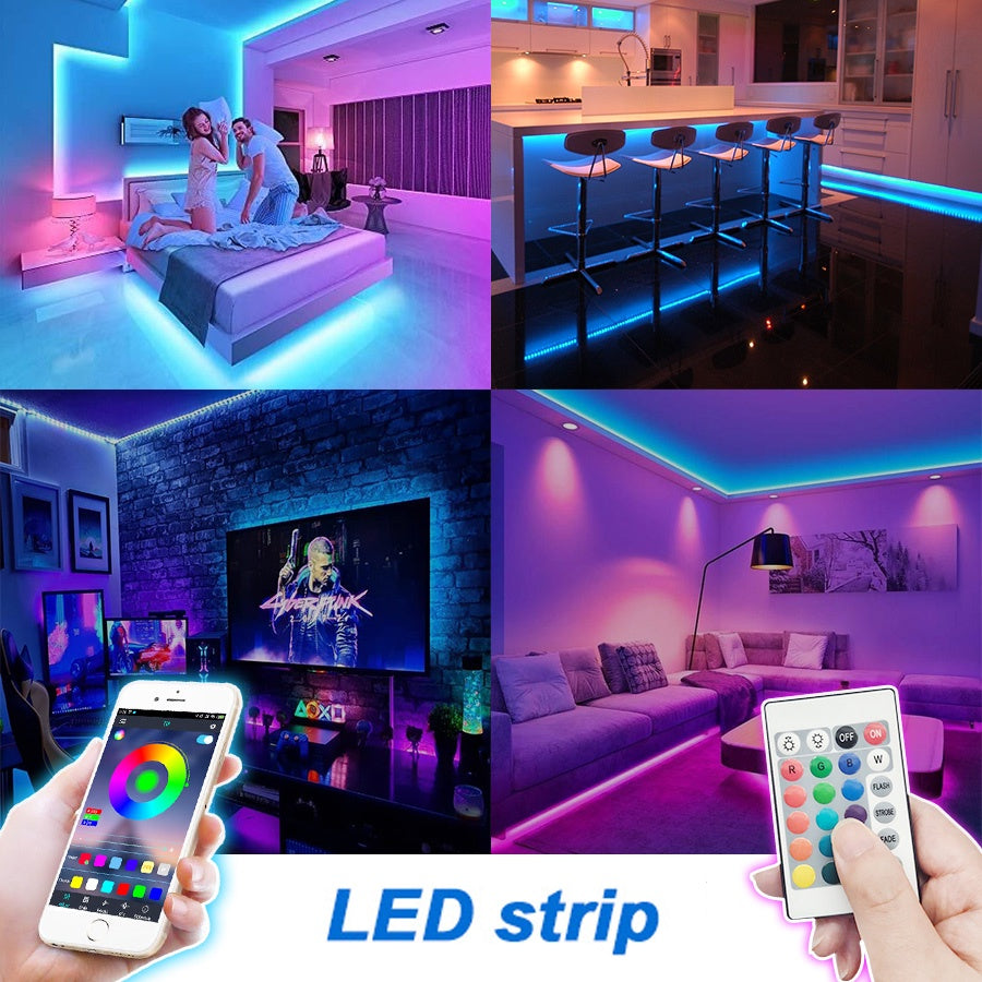 RGB Led Light 5 Meter Waterproof Phone App Bluetooth + Remote Controller - Medaid International