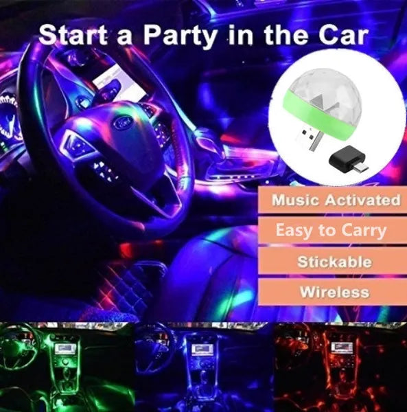 Car LED Light Small Magic Ball Lamp Crystal RGB LED 4W Sound Control Disco Party Music for Android - Medaid International