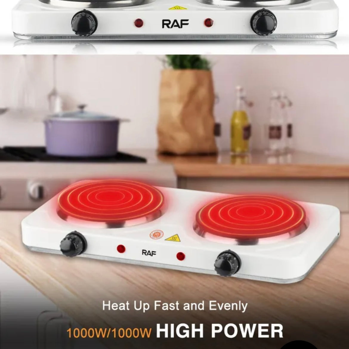 Raf Non-stick Double Hot Plate Electric Stove Cooker R8020 - Medaid International