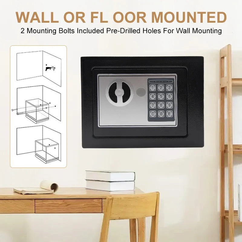 Safe Box Mini Digital Electronic Keypad Lock Safe Box Built In 2 Locking Bolts For Home & Offices 23x17x17cm - Medaid International