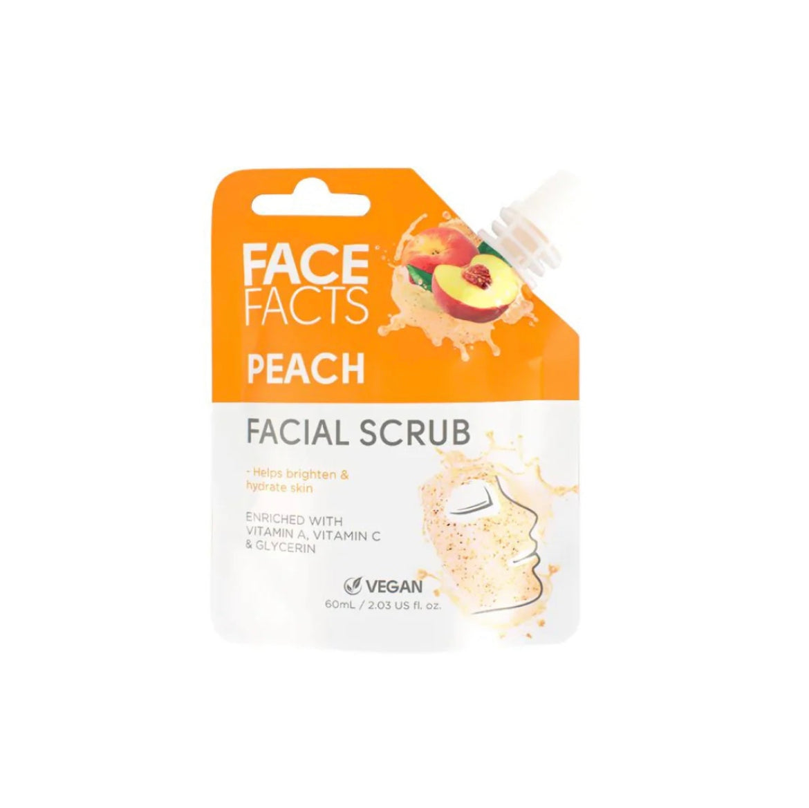 Face Facts Peach Facial Scrub - 60ml - Medaid