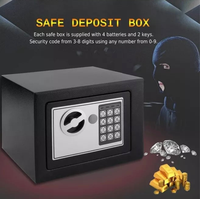 Safe Box Mini Digital Electronic Keypad Lock Safe Box Built In 2 Locking Bolts For Home & Offices 23x17x17cm - Medaid International