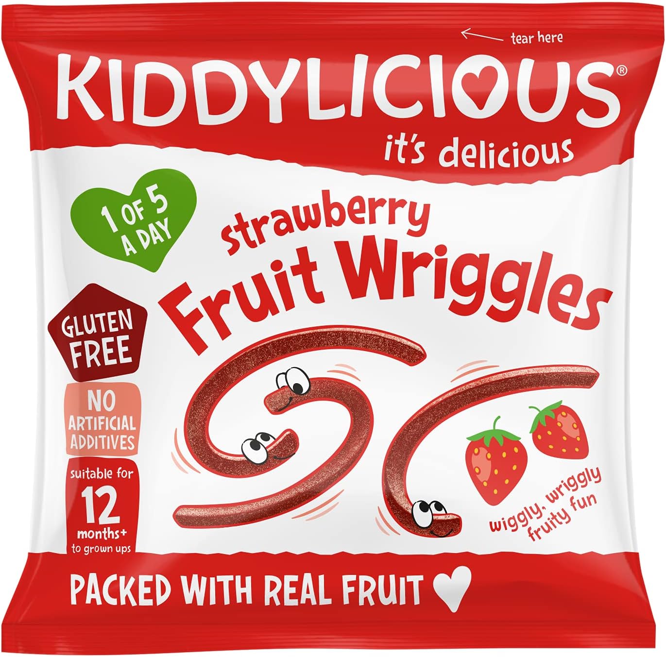 Kiddylicious Strawberry Wriggles - Delicious Real Fruit Treat for Kids - Suitable for 12+ Months - Medaid - Lebanon