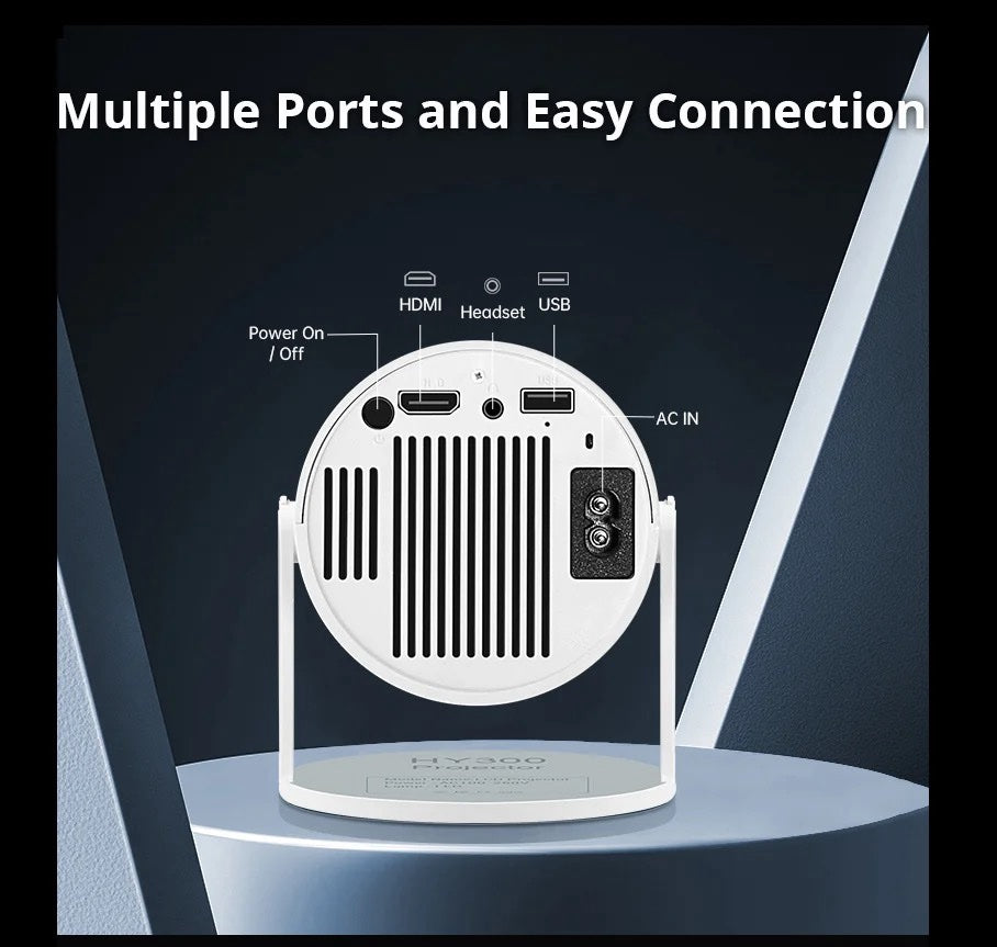 4K Mini Projector HY300: Full HD Home Theater, 4K Android Smart Bluetooth WiFi TV Projector - Medaid International