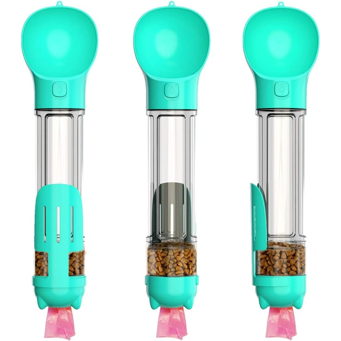 3-in-1 Portable Dog Water Bottle with Food Container & Poop Scoop 500 ML