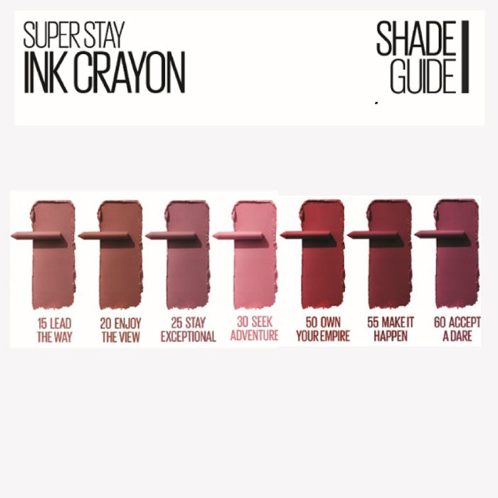 maybelline superstay ink crayon lipstick ( 7 shades) - Medaid