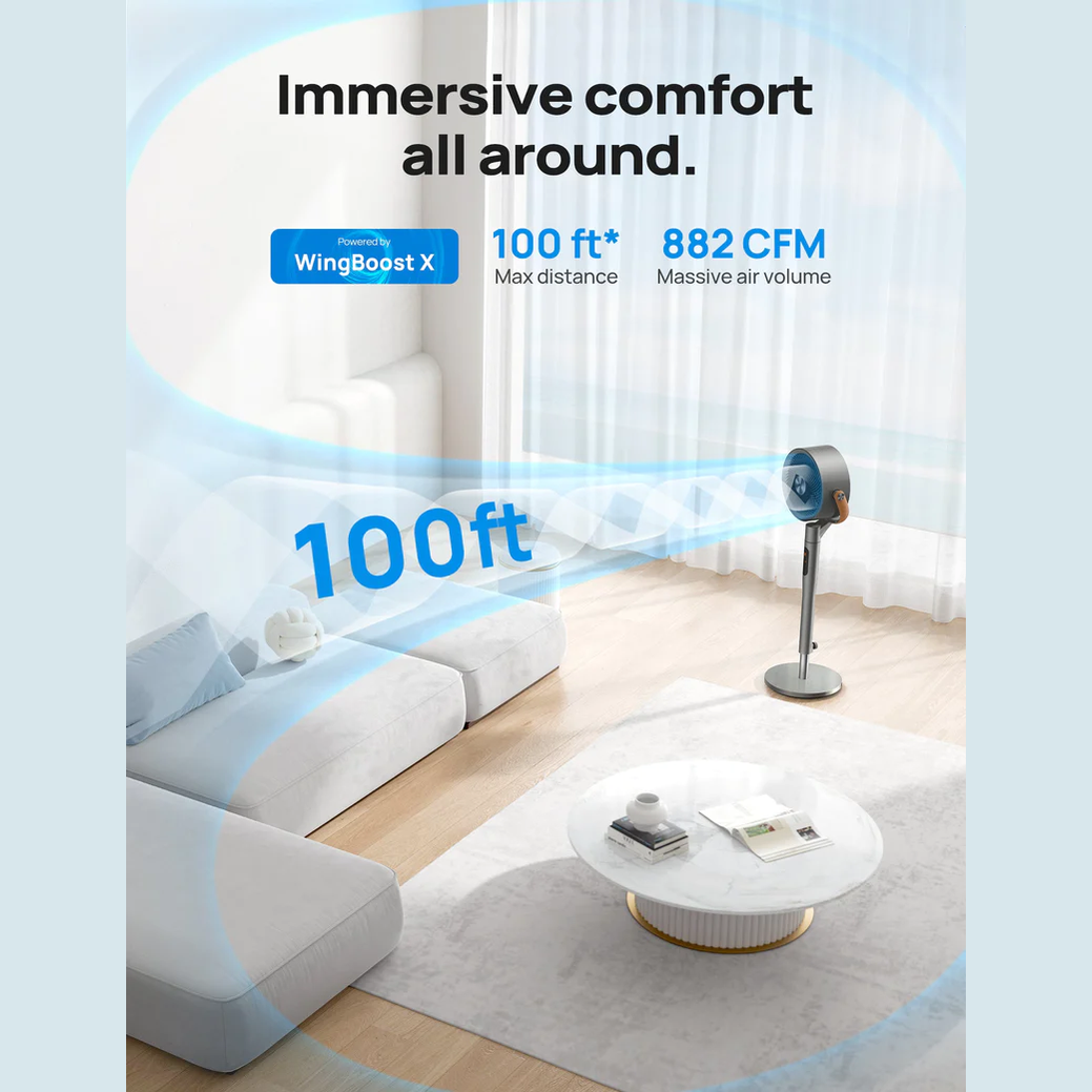 Smart Fan with Remote, Voice Control, Ultra Quiet, 120° Sweep, 105° Vertical Adjustment