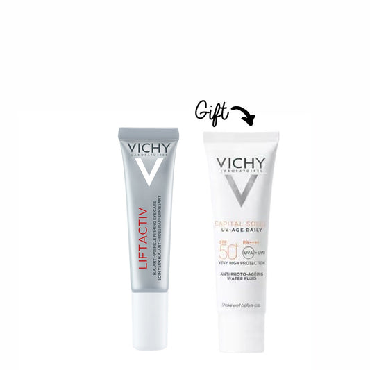 Vichy Liftactiv Anti Wrinkle Firming Eye Cream + Capital Soleil UV-AGE SPF 50+ 15ML GIFT - Medaid