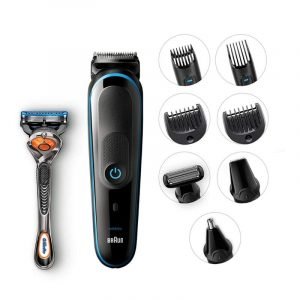 All-in-one Trimmer 5 for Face, Hair, and Body, Black/blue 9-in-1 Styling Kit With Gillette Fusion5 Proglide Razor - Medaid