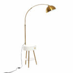 Modern End Table Arched Floor Lamp with Shelves and Drawer for Living Room, Bedroom - Medaid International