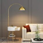 Modern End Table Arched Floor Lamp with Shelves and Drawer for Living Room, Bedroom - Medaid International