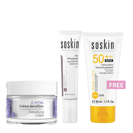 Soskin Densifying Cream + Soskin Eye Contour Filler  + Soskin Sunscreen Cream SPF 50+ GIFT - Medaid