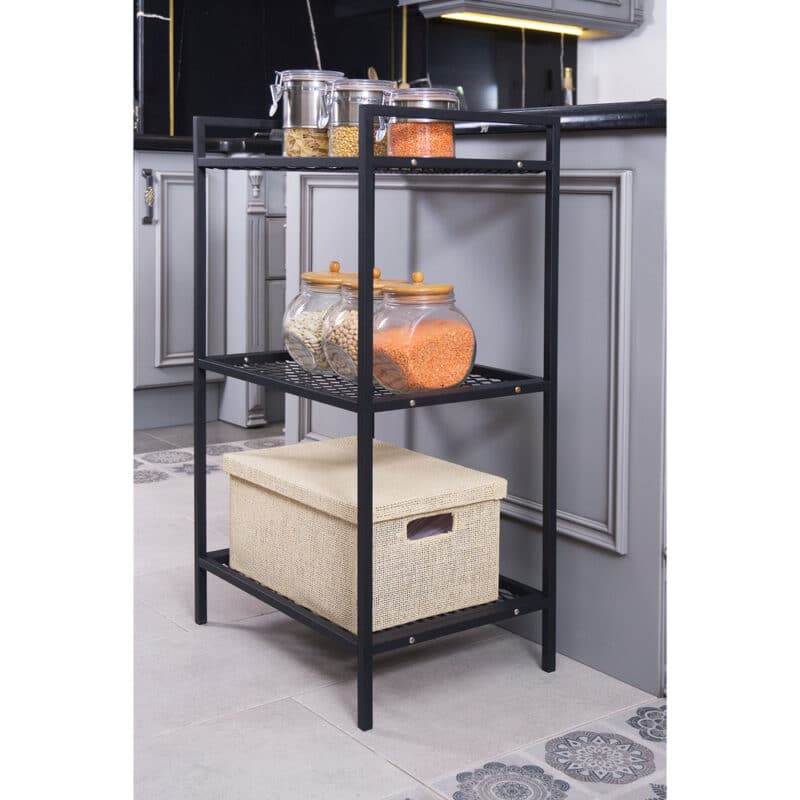 Mudesa Metal 3 Shelves Desk Back File Cabinet Open Metal Office Shelf Decorative Shelf, ALNUS - Medaid International