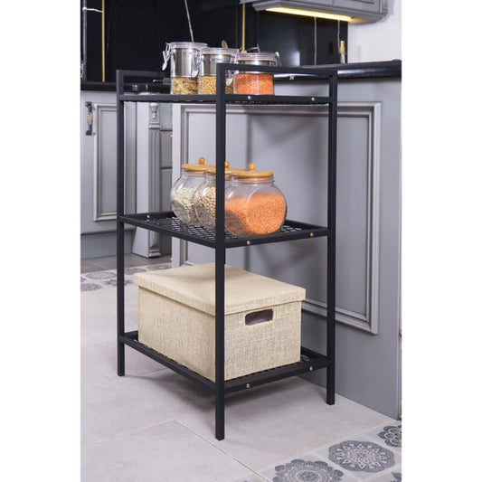 Mudesa Metal 3 Shelves Desk Back File Cabinet Open Metal Office Shelf Decorative Shelf, ALNUS - Medaid International
