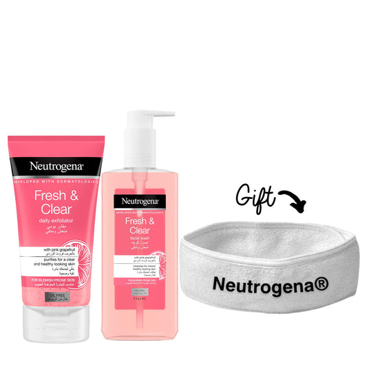 25% OFF Neutrogena Fresh & Clear Grapefruit Daily Exfoliator 150ml + Neutrogena Fresh & Clear Facial Wash with Pink Grapefruit 200ml + FREE Headband - Medaid