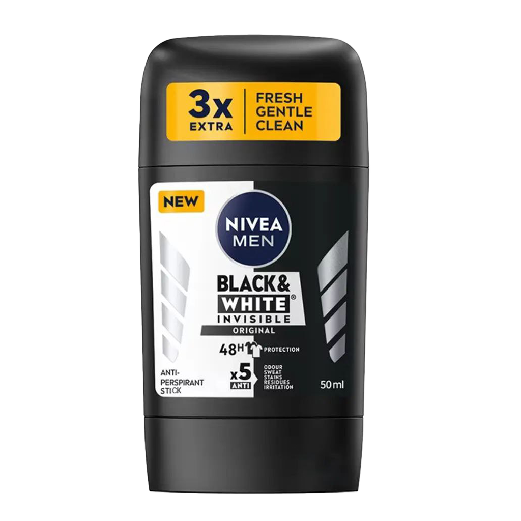 Nivea Black & White Deodorant Stick For Him - 50ml - Medaid