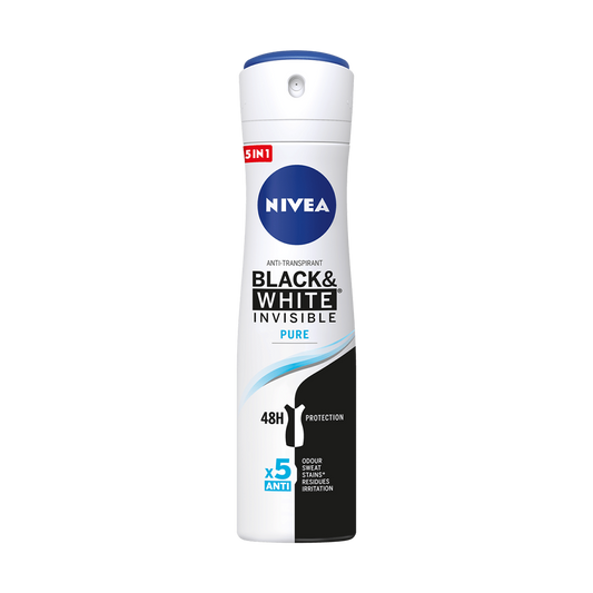 Nivea Black & White Invisible Pure Spray Deodorant - 150ml - Medaid