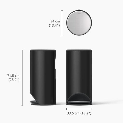 Joseph Joseph Arc™ 30L Easy-push Matt Black Pedal Bin - Medaid International