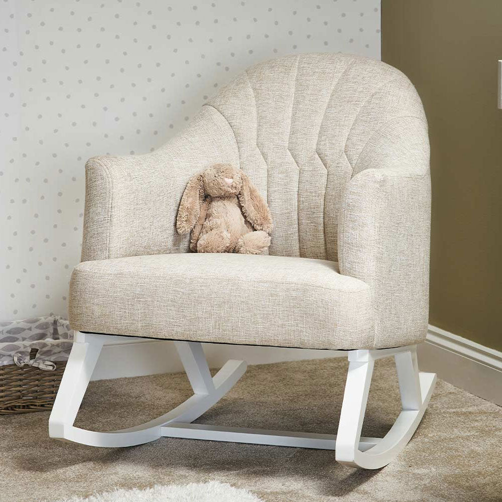 Miila Rocking Sofa Oatmeal Beige Wooden Glider Chair