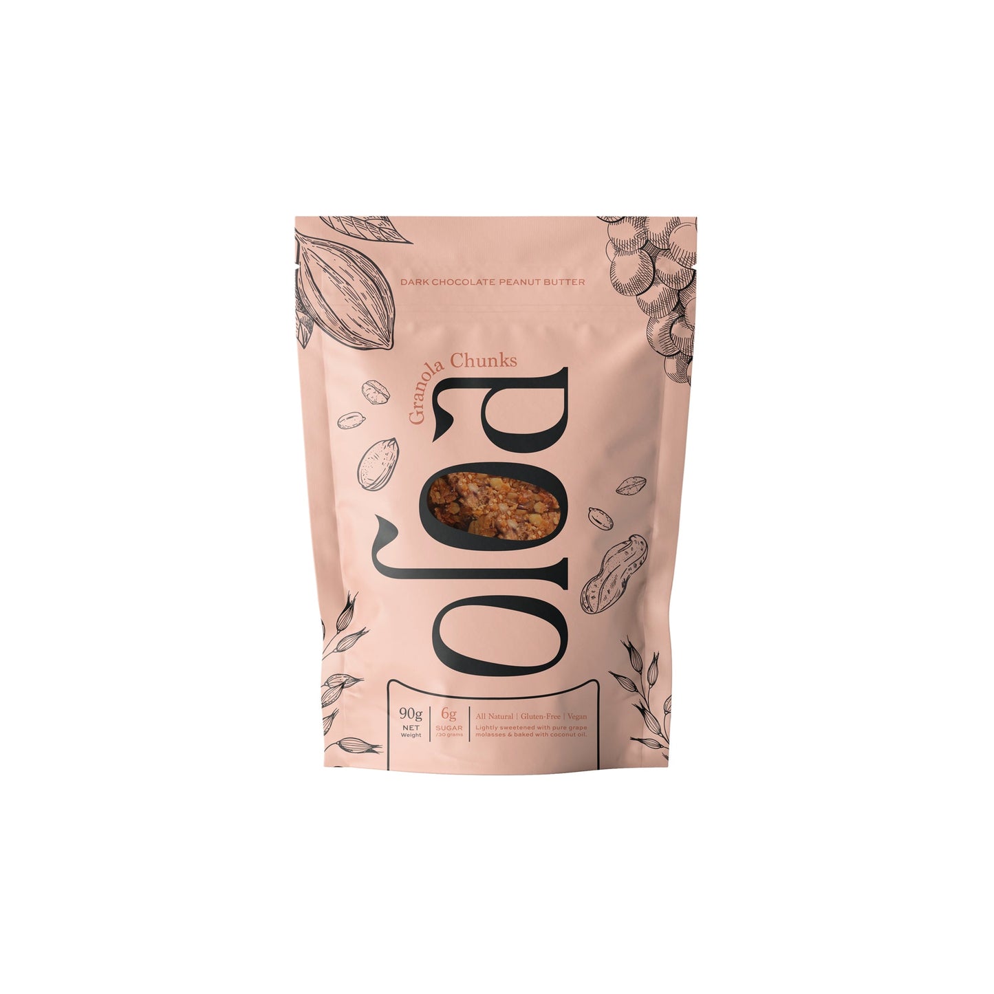 OLOA GRANOLA DARK CHOCOLATE PEANUT BUTTER CHUNKS - 90G - Medaid International