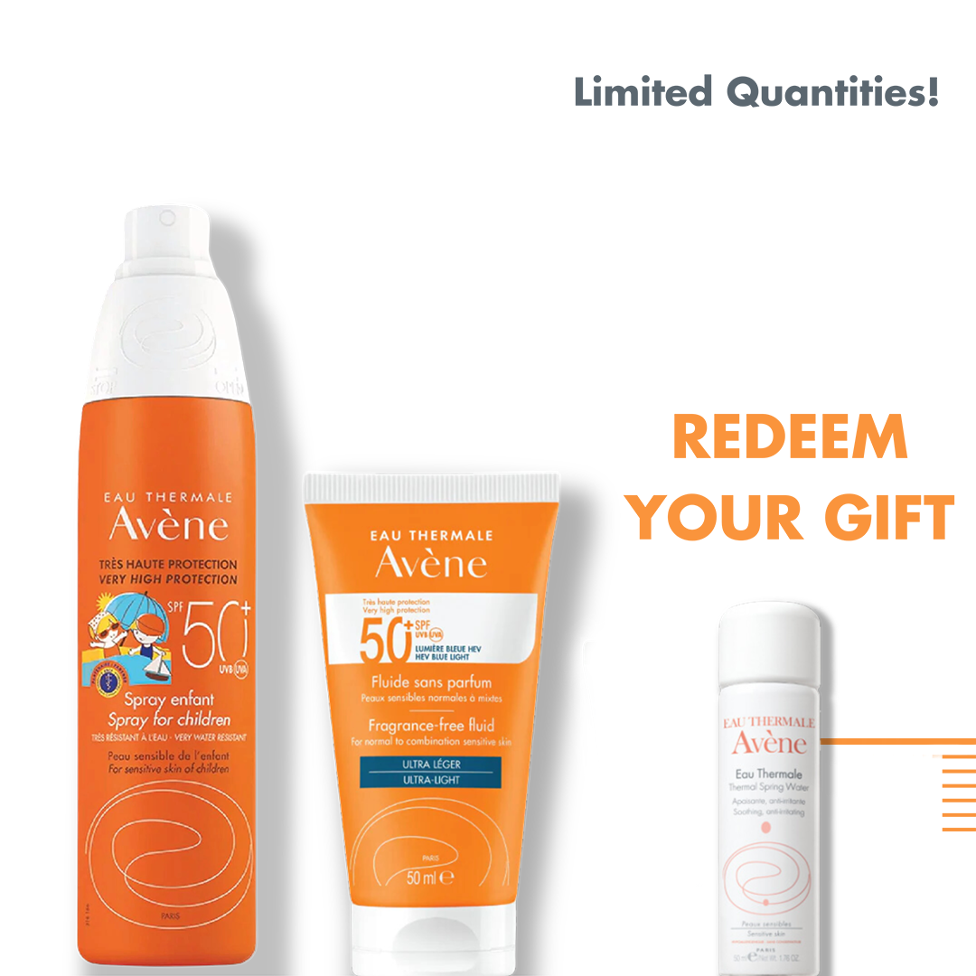 Avène Very High Protection SPF 50+ Fragrance-Free Fluid Ultra-Light + AVENE SPRAY ENFANT 200ML SPF 50+ NF +  Eau Thermale 50ml (Gift) - Medaid
