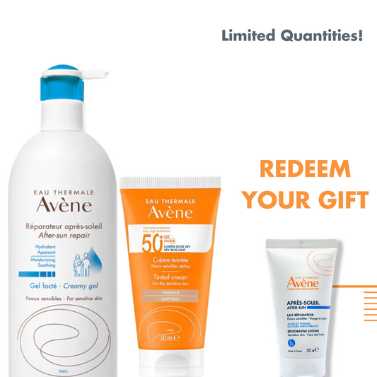 AVENE CREME TEINTEE SPF 50+ NF 50ML + AVENE REPARATEUR APRES SOLEIL 400 ML CREAMY GEL + Apres Soleile 50ml (Gift) - Medaid