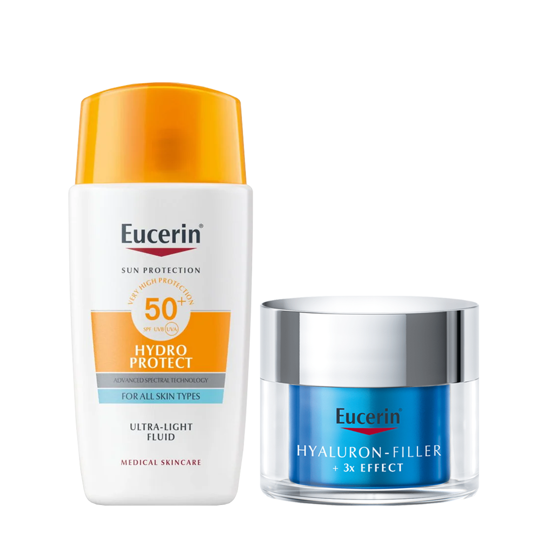 15% OFF: Hyaluron - Filler + 3x effect Moisture Booster Night 50ml + Eucerin Sun Hydro Protect Ultra Light Fluid SPF 50+ - Medaid