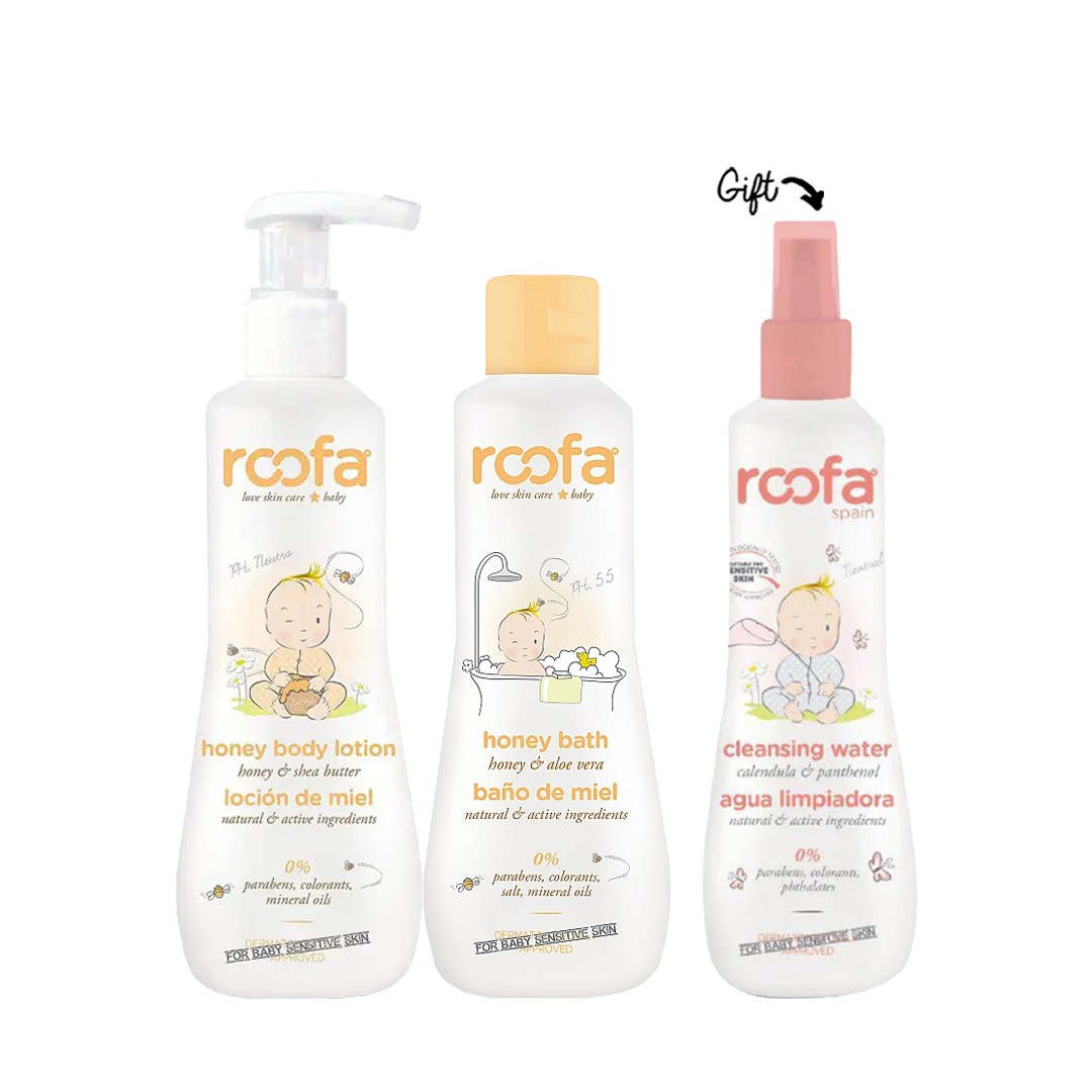 Honey Body Lotion Roofa + Honey Bath Roofa + Cleansing Water Roofa (Gift) - Medaid