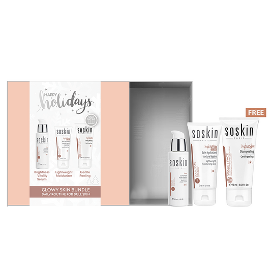 Soskin Glow Vitality Concentrate Serum + Soskin Hydrawear Lightweight moisturizing Care + Soskin Gentle Peeling GIFT